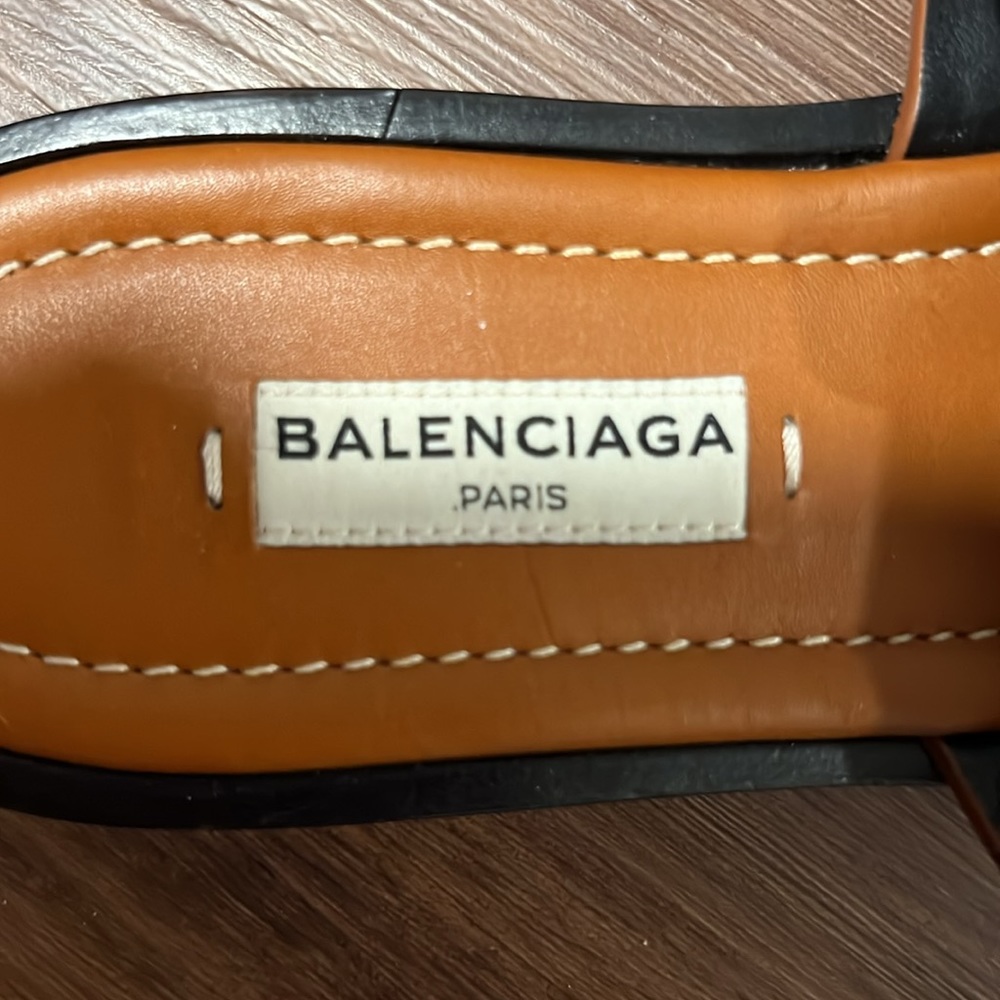 Balenciaga Brown Leather Flip Lock Flat Slides Size 36 - Picture 4 of 7